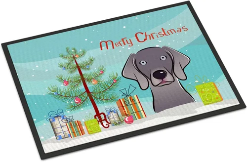 Miniatura 140 de Caroline's Treasures BB1616MAT - Tapete para puerta delantera de árbol de Navidad y sabueso afgano de 18 x 27 pulgadas, para interiores