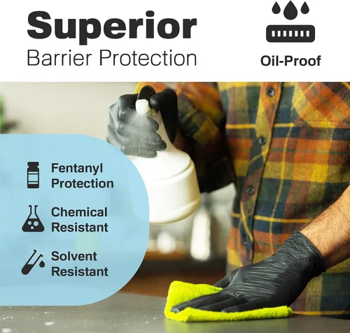 Miniatura 5 de Raxwell Guantes desechables de nitrilo – Diseño sin látex – Guantes médicos resistentes a pinchazos – Agarre texturizado para preparación
