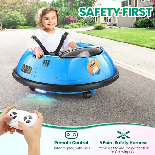 Miniatura 2 de Hikole Coche de Choque Eléctrico para Niños, Carro de Juguete de Choque para Bebés con Control Remoto, Luces LED Intermitentes, Giro de 360 Grados