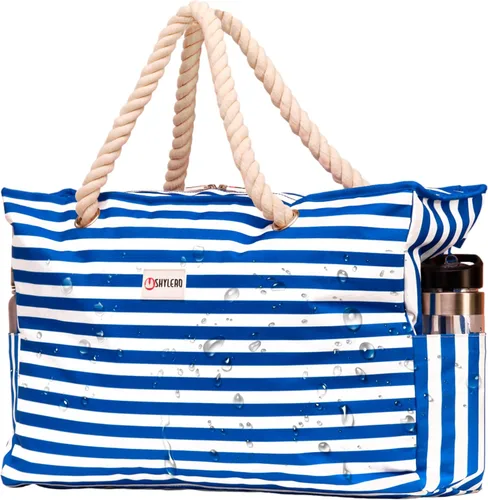 Bolsa de playa y piscina SHYLERO. Tiene bolsa hermética, un montón de bolsillos. La bolsa tote para la playa tiene cremallera, es resistente al
