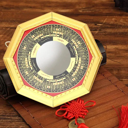 Miniatura 4 de TOPINCN Espejo Bagua, espejo tradicional chino de Feng Shui, espejo cóncavo, exorcismo, amuleto de exorcismo, artesanía de la suerte (13.5 cóncavo)