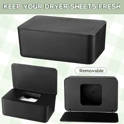 Miniatura 4 de Newtay Soporte de hojas para secadora con tapa con bisagras, dispensador de hojas de plástico para secadora, caja de almacenamiento, suavizante