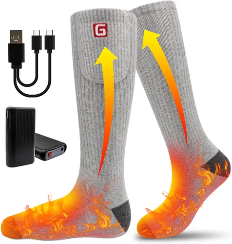 Rabbitroom Calcetines calefactables para hombres y mujeres, recargables y lavables, para invierno, eléctricos, calentados térmicos, calentadores de