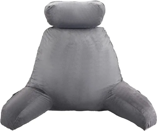 Miniatura 12 de VEVOR Almohada de cabecero, almohada de cabecera tamaño queen con forma de cuña con 2 bolsillos laterales y 2 reposacabezas, almohada de cuña