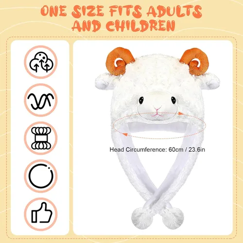 Miniatura 2 de Newcotte 6 piezas de sombreros de disfraz para niños, conjunto de sombreros de animales de felpa, accesorios de cabeza de animales divertidos