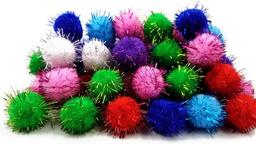 Miniatura 2 de SamuRita Surtido de pompones con purpurina brillante para manualidades, accesorios de bricolaje (1.18 pulgadas, 1.18 pulgadas - 100 unidades)