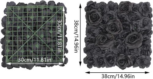 Miniatura 5 de Paneles de pared de flores 3D, 12 paneles de pared de flores artificiales, rosas de seda, fondo de pared de flores sintéticas decorativas