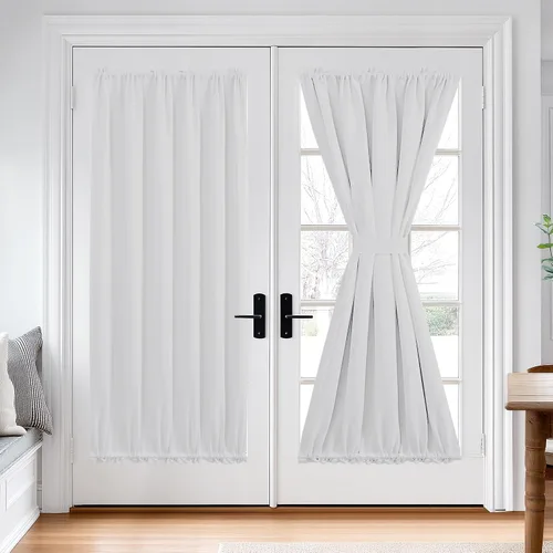 Miniatura 85 de Cortina térmica para puerta con bolsillo para barra, opacas, tratamiento de ventanas con ojales y ojales Deconovo 1 panel