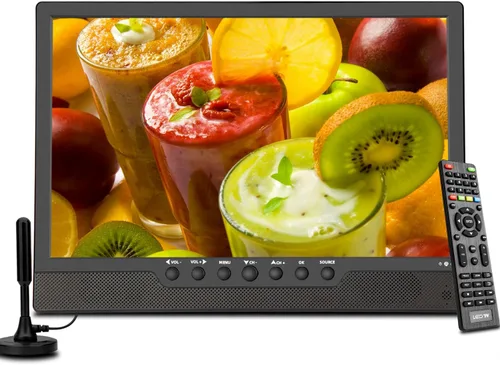 Othoig TV portátil de 14 pulgadas, pequeño televisor con baterías, HDMI, USB, ranura AV y 1 antena, control remoto, cable de automóvil de 12