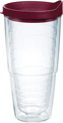 Miniatura 34 de Taza de viaje Tervis de doble pared transparente y colorida con tapa fabricada en Estados Unidos mantiene las bebidas frías y calientes, 24 onzas