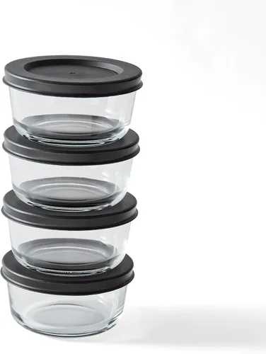 Miniatura 41 de Juego de 8 recipientes de vidrio para almacenamiento de alimentos (4 recipientes + 4 tapas sin BPA), 6.5 tazas, a prueba de fugas, aptos