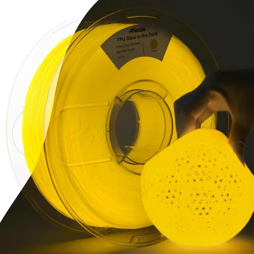 Miniatura 16 de AMOLEN Filamento de impresora 3D de TPU 95A, 0.069 pulgadas que brilla en el verde oscuro, filamento de impresión 3D flexible de TPU suave, alta