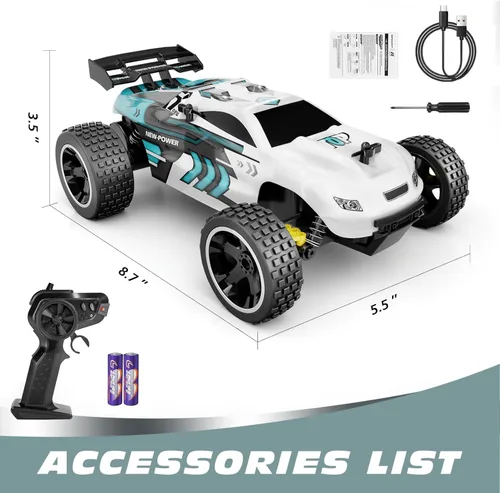 Miniatura 7 de Tecnock Coches RC con Control Remoto para Niños, Coche de Carreras RC de Escala 1:18 20 KM/H 2WD Todo Terreno, Coche RC de Carreras de 2.4GHz