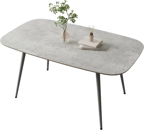 Miniatura 51 de HIPIHOM Mesa de comedor moderna de granja de 47.2 pulgadas, mesa de comedor rectangular de madera con patas de metal para 4 personas para comedor