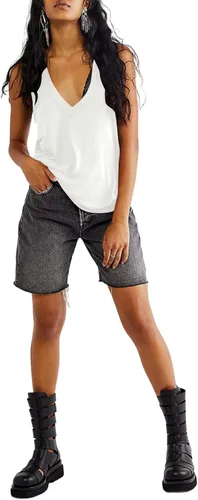 Miniatura 7 de LYANER Camiseta de verano para mujer, cuello en V, básica, sin mangas, espalda cruzada, informal, holgada