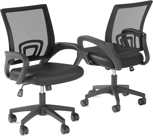Miniatura 13 de OS MOTOR Silla de oficina en casa, silla de escritorio ergonómica de malla con respaldo medio con soporte lumbar, diseño giratorio ajustable, cómodo