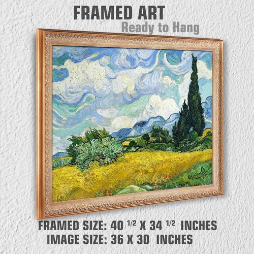 Miniatura 692 de A&T ARTWORK Campo de trigo con cipreses de Van Gogh Las reproducciones de arte clásico mundial, impresiones en lienzo giclée para decoración