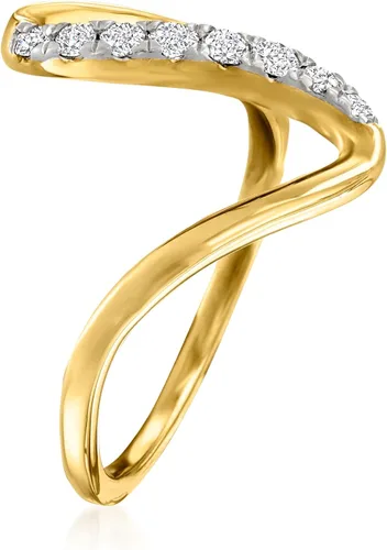 Miniatura 3 de Ross-Simons 0.25 ct. t.w. Diamond Wave Ring in 18kt Gold Over Sterling