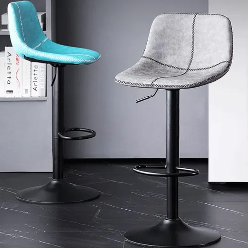Miniatura 6 de Taburetes de bar ajustables Simplicity Silla de bar giratoria de cuero con respaldo de concha, sillas de pub con altura de mostrador, sillas