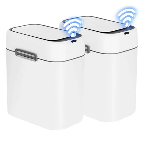 FDW Cubo de Basura para Baño de 2.2 Galones con Tapa, Contenedor de Residuos de Plástico con Sensor Automático Delgado y Pequeño para Sala de Estar,