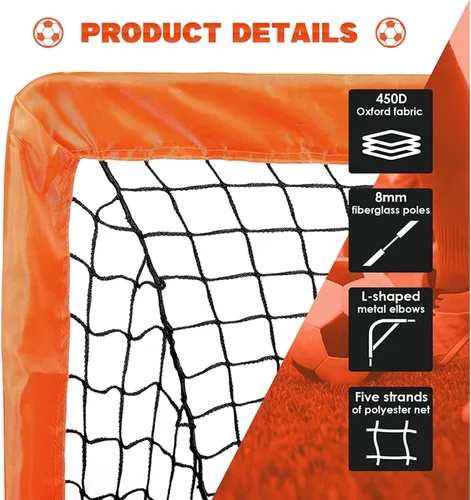 Miniatura 4 de Simple Deluxe Portería de fútbol portátil de 4 x 3 pies, red de fútbol plegable desplegable viene con 2 bolsas de tela Oxford y 8 estacas, ideal