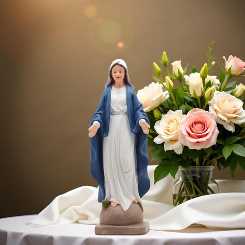 Miniatura 8 de Estatua de Nuestra Señora de Gracia – Figura de 8.5 pulgadas, decoración religiosa católica de resina para altar del hogar, mesa de oración, Azul