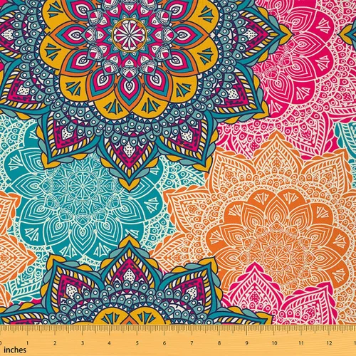 Miniatura 39 de Tela con patrón Paisley de The Yard, tela de tapicería floral étnica boho para sillas y sofás, costura, tela impermeable de arte mandala abstracto
