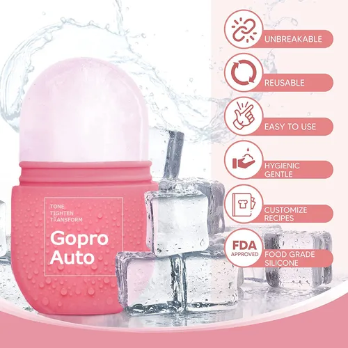 Miniatura 2 de Rodillo de hielo en forma de cubo para cara, rodillo facial de hielo para ojos, cuello, tonifica y aprieta la piel de forma natural, bolsas
