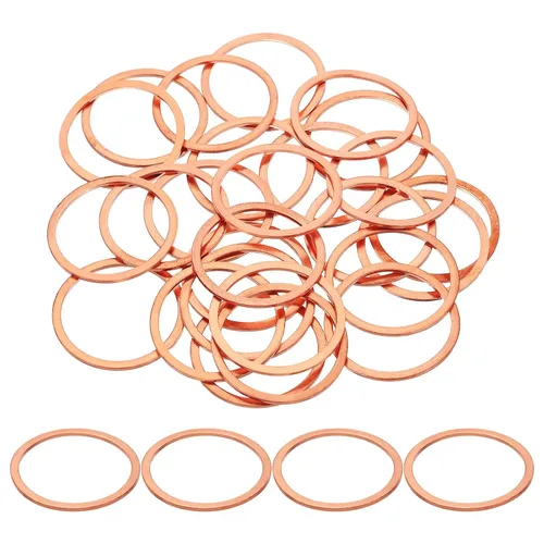 uxcell 75 anillos de sellado de arandela plana M36 de cobre, 1.417 in ID 1.654 in OD 0.059 in de grosor, arandelas de trituración de cobre, junta