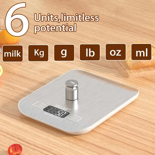 Miniatura 2 de Mini báscula digital de 22.0 lbs/22 libras, báscula de cocina, báscula de alimentos, báscula de café, 6 unidades, apagado automático, tara, acero