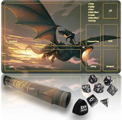 Miniatura 34 de Tapete MTG TCG -Incluye tubo de almacenamiento y 7 dados-¡Experimenta calidad de primer nivel y alfombrilla impermeable y antideslizante con bloqueo