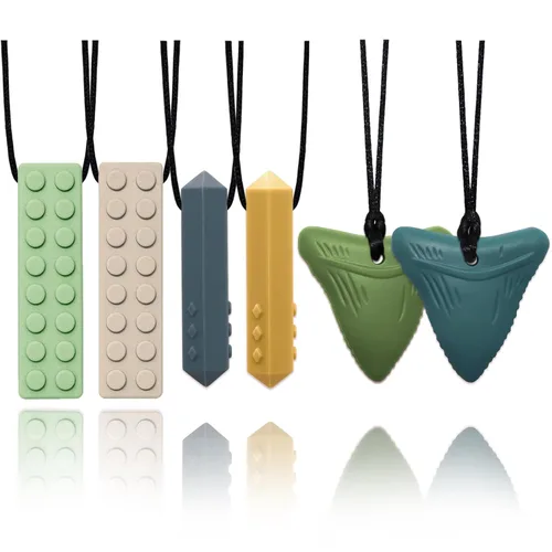 Miniatura 9 de Collares masticables para niños sensoriales, paquete de 6 collares masticables para niños sensoriales con autismo, TDAH, TEP, masticación