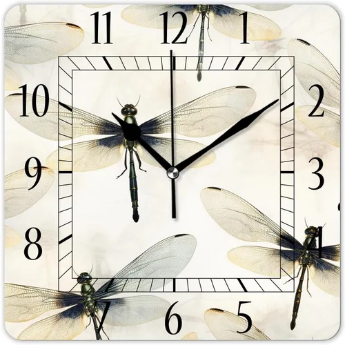 Miniatura 12 de Reloj de pared decorativo de 10 pulgadas, silencioso, cuadrado, para el hogar, sala de estar, cocina, bosque de otoño, hojas rojas brillantes, cielo