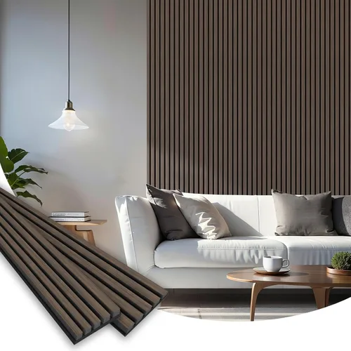 Miniatura 11 de Paneles acústicos de listones de madera, 94" x 23.6" cada panel de pared de listones de madera insonorizado - roble blanco, paquete de 2