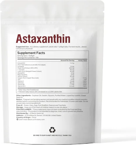 Miniatura 8 de VivoNu Luteína 40 mg con zeaxantina + astaxantina 12 mg - Soporte ocular 14 en 1 y suplemento antioxidante - Licopeno, semilla de uva y vitamina E