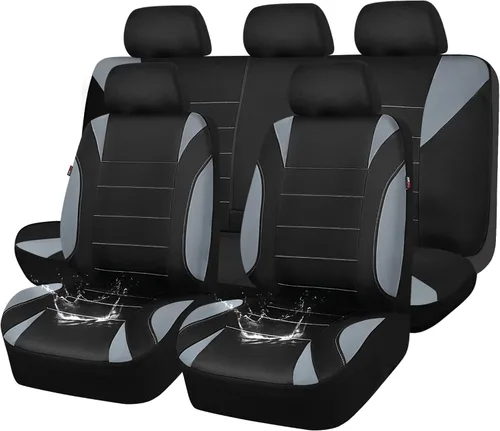 CAR PASS Fundas de Asiento de Coche Impermeables Juegos Completos, Fundas de Asiento de Ajuste Universal para Coches, Juego de Fundas de Asiento de