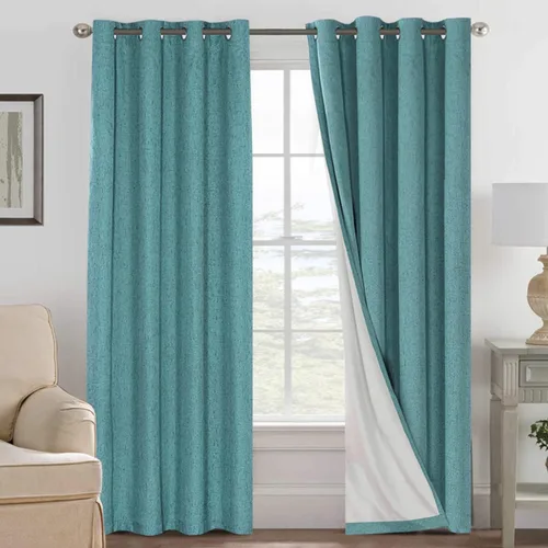 Miniatura 19 de H.VERSAILTEX Cortinas opacas de lino de 72 pulgadas de largo, 100% absolutamente opacas, con aislamiento térmico, con textura de lino, cortinas