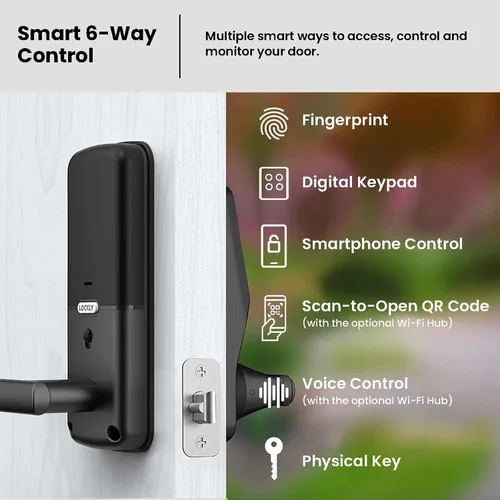 Miniatura 5 de Lockly Secure Plus, cerradura de puerta inteligente Bluetooth, cerradura de puerta de entrada sin llave con asa, teclado PIN Genie®, sensor Mate