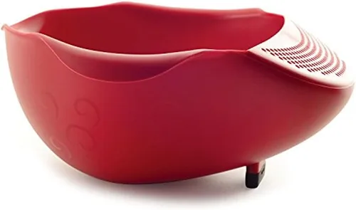 Norpro NOR-2176 - Cuenco de plástico con colador, color rojo
