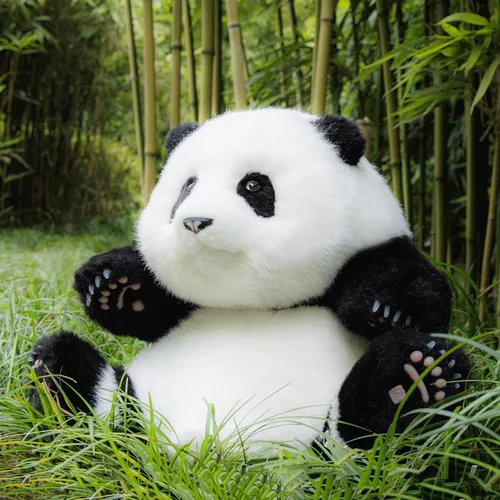 Chongker Peluche de panda con peso, peluche de panda para compañero "HeHua", peluche grande gigante realista hecho a mano, 4.6 libras, 16.5