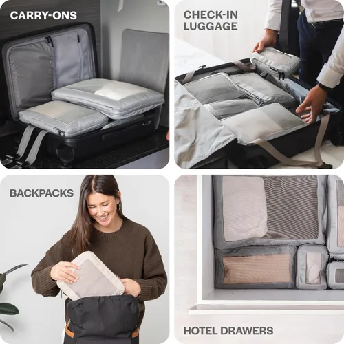 Miniatura 9 de Aerotrunk Cubos de embalaje de compresión para viajes, bolsas organizadoras de equipaje, cubos de embalaje con doble cremallera para maletas