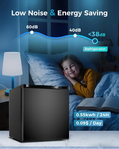 Miniatura 4 de Feelfunn Mini refrigerador con congelador, mini refrigerador de 1.7 pies cúbicos de una sola puerta con termostato ajustable, ahorro de energía