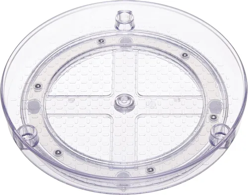 Miniatura 4 de Amazon Basics Lazy Susan - Organizador giratorio para especias y condimentos, 9 pulgadas de diámetro, 2 niveles, transparente