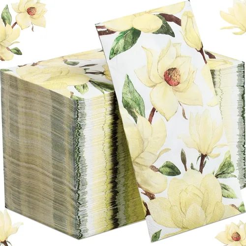 Miniatura 9 de 150 servilletas florales de Navidad de 3 capas desechables de papel para invitados, servilletas para baño, Navidad, vacaciones, boda, aniversario