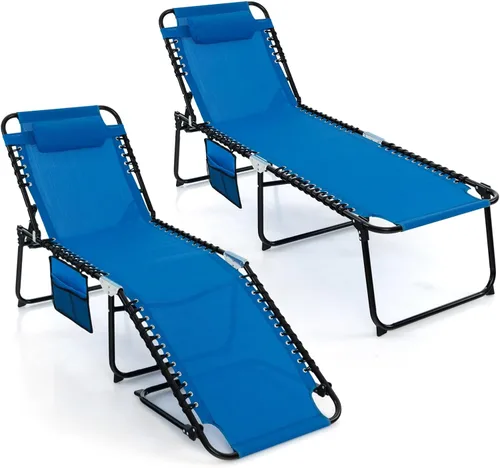 Miniatura 8 de S AFSTAR Sillón para exteriores, tumbona plegable para patio con respaldo de 4 posiciones y reposapiés de 2 posiciones, silla de playa portátil