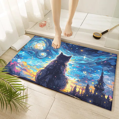 Miniatura 8 de Tapete de baño de mármol blanco y negro, antideslizante, lavable, de secado rápido, para entrada, interior y exterior, lavandería, 17 x 30 pulgadas