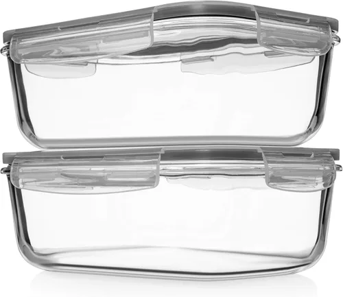 Miniatura 11 de Razab 4 PC 1860ml / 63 Oz / 8 Cups Large Glass Food Storage Containers with Lids - Glass Meal Prep Containers for Roasting & Storing Leftover, Lunch