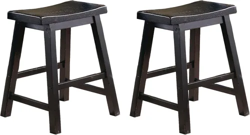 Miniatura 8 de Lexicon Saddleback - Juego de 2 taburetes de cocina de madera maciza, taburetes de cocina de altura para comedor, opciones de asiento de silla sin