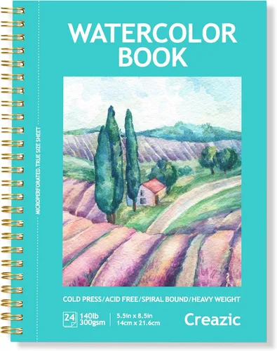 Miniatura 9 de Creazic Bloc de papel de acuarela de 8.5 x 11 pulgadas (140 libras/300 gsm) - Bloc de arte sin ácidos Cuaderno de bocetos pesado prensado en frío