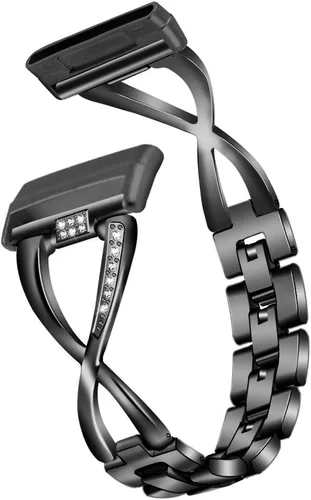 Miniatura 2 de FitTurn Compatible con Fitbit Versa 4/Sense 2/Versa 3/Sense Band para mujer, correa de repuesto de metal con diamantes de imitación de cristal